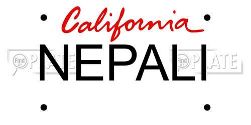 NEPALI California License Plate