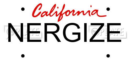 NERGIZE California License Plate