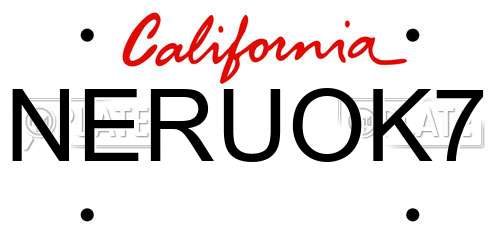 NERUOK7 California License Plate