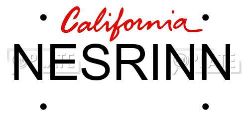 NESRINN California License Plate