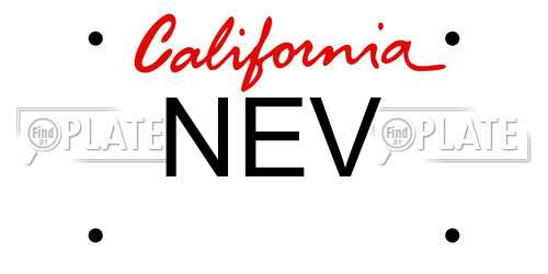 NEV California License Plate