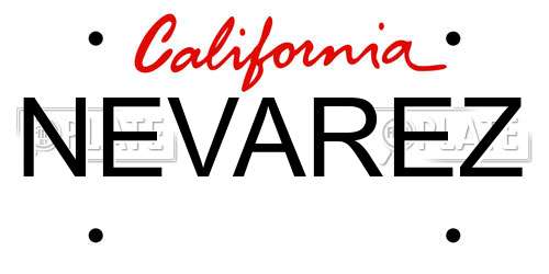 NEVAREZ California License Plate