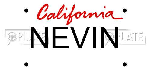 NEVIN California License Plate