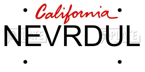 NEVRDUL California License Plate