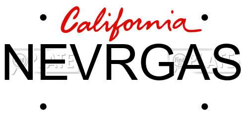 NEVRGAS California License Plate