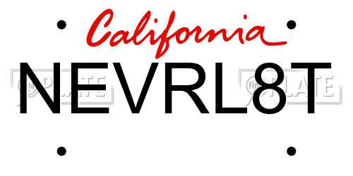NEVRL8T California License Plate