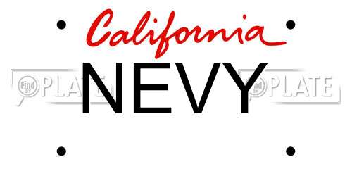 NEVY California License Plate