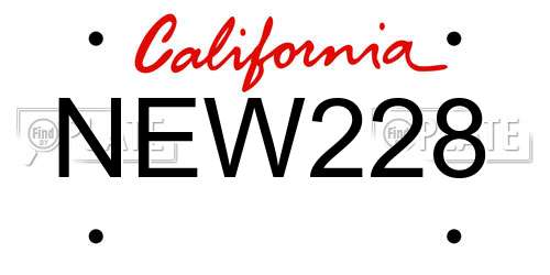 NEW228 California License Plate