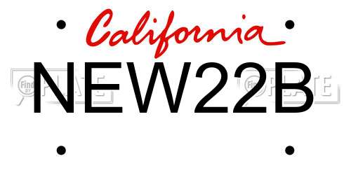 NEW22B California License Plate