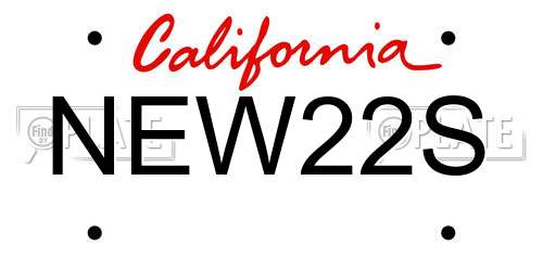 NEW22S California License Plate
