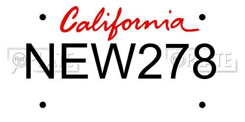 NEW278 California License Plate