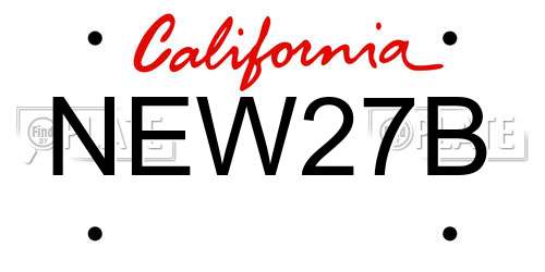 NEW27B California License Plate