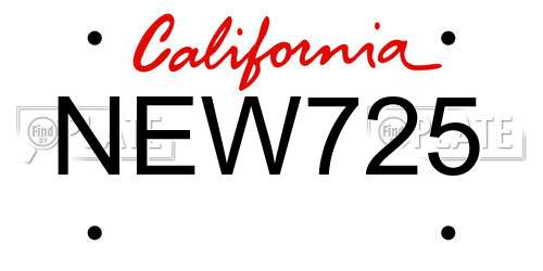 NEW725 California License Plate