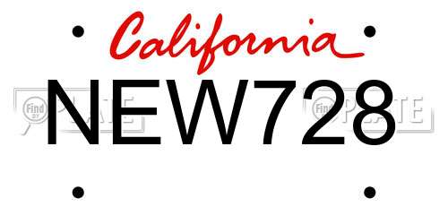 NEW728 California License Plate