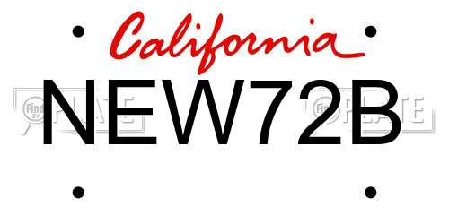 NEW72B California License Plate