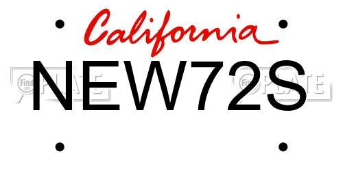 NEW72S California License Plate
