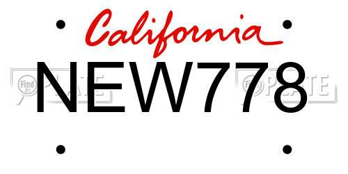 NEW778 California License Plate