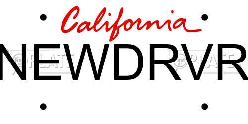 NEWDRVR California License Plate
