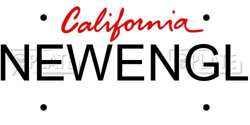 NEWENGL California License Plate