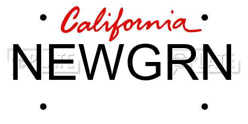 NEWGRN California License Plate