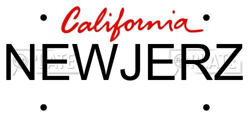NEWJERZ California License Plate
