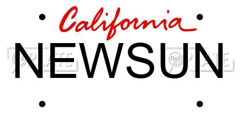 NEWSUN California License Plate