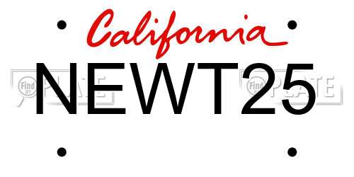 NEWT25 California License Plate
