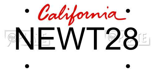 NEWT28 California License Plate