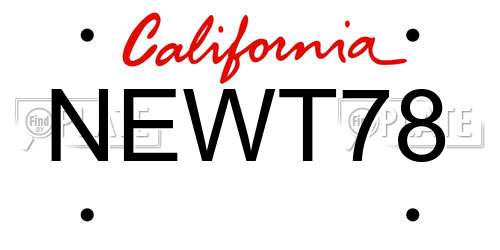 NEWT78 California License Plate
