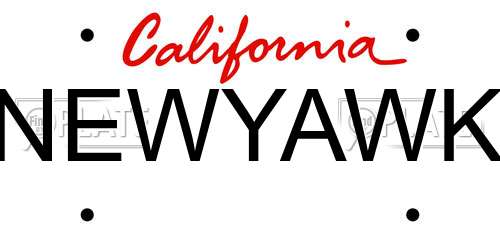 NEWYAWK California License Plate