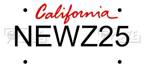NEWZ25 California License Plate