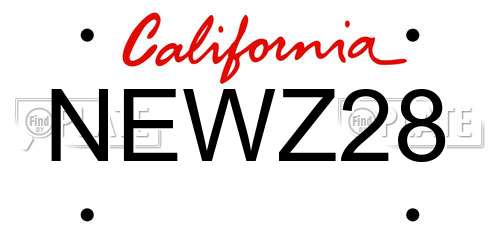 NEWZ28 California License Plate