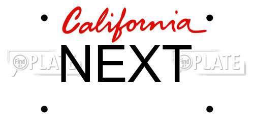 NEXT California License Plate