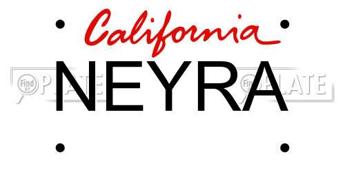 NEYRA California License Plate