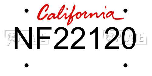 NF22120 California License Plate