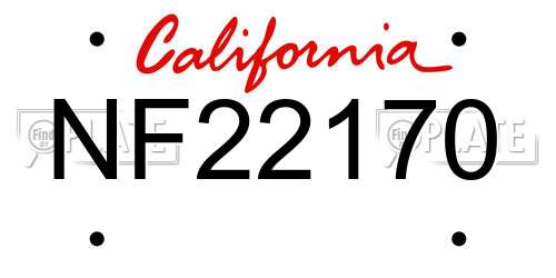 NF22170 California License Plate