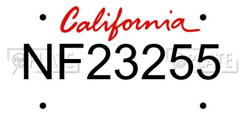 NF23255 California License Plate