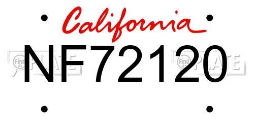 NF72120 California License Plate
