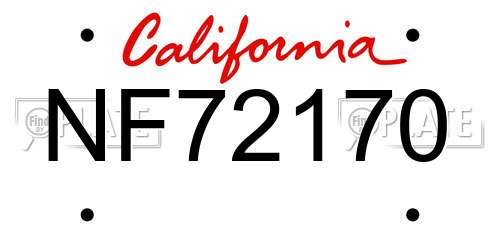 NF72170 California License Plate