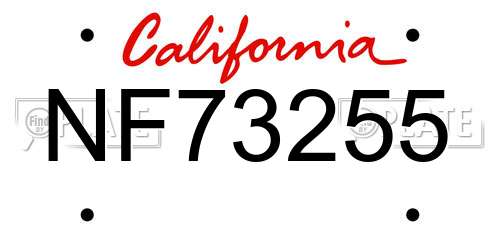 NF73255 California License Plate