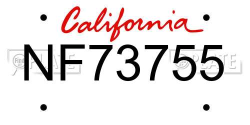 NF73755 California License Plate