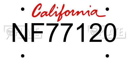 NF77120 California License Plate