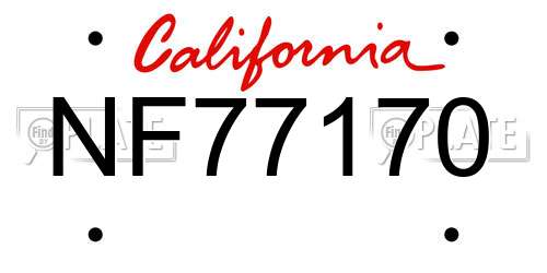 NF77170 California License Plate