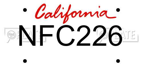 NFC226 California License Plate