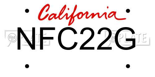 NFC22G California License Plate