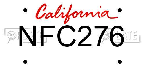 NFC276 California License Plate