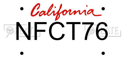 NFCT76 California License Plate