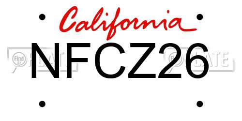 NFCZ26 California License Plate