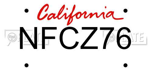 NFCZ76 California License Plate