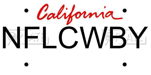 NFLCWBY California License Plate